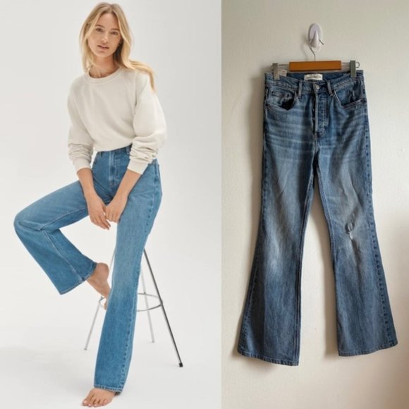 Denim Forum Denim - Aritzia Denim Forum Marianne Flare Light Distressing Denim Jeans
